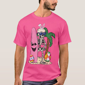 Skelet Bunny Ears Surfer Paasei Jacht Surf T-shirt