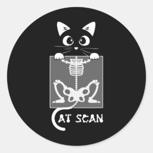 Skelet Cat Scan CT Scannen Grappige X Ray Pun Meme Ronde Sticker