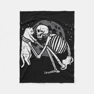 Skelet Cat Skull Kat Schattigee Gothic Halloween M Fleece Deken