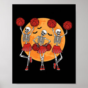 Skelet Cheerleader Cheerleading Team Halloween Poster