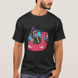 Skelet Chillin Flamingo Halloween Funny Witch Bo T-shirt