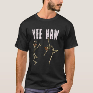 Skelet Cowboy Dans Halloween Grappige Botten Sched T-shirt