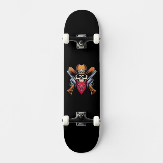 Skelet Cowboy Gunslinger Skateboard (Voorkant)