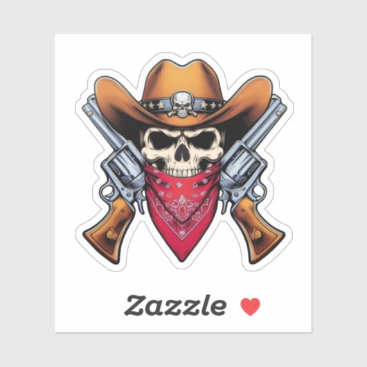 Skelet Cowboy Gunslinger Sticker (Vel)