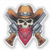 Skelet Cowboy Gunslinger Sticker (Voorkant)