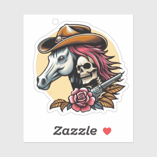 Skelet Cowboy Gunslinger Sticker (Vel)