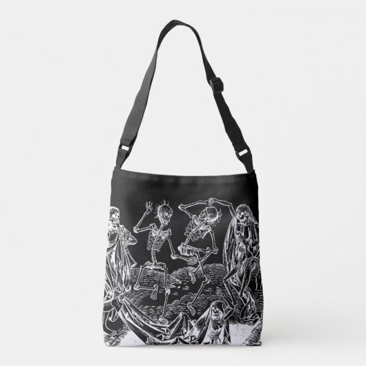 Skelet Danse Macabre Zwarte Canvas tas (Achterkant)