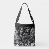 Skelet Danse Macabre Zwarte Canvas tas (Voorkant)