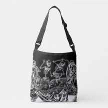 Skelet Danse Macabre Zwarte Canvas tas