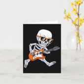 Skelet dat gitaar speelt Rock And Roll Jongens Kin Kaart (Gele Bloem)