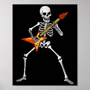 Skelet dat gitaar speelt Rockmuziek Soky Halloween Poster
