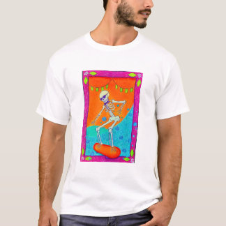 Skelet dat skateboardt t-shirt