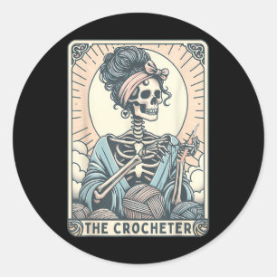 Skelet de haker Moeder Tarotkaart Breister Haaklie Ronde Sticker