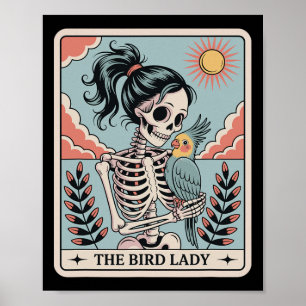 Skelet De Vogel Dame Tarotkaart Skelet Halloween Poster
