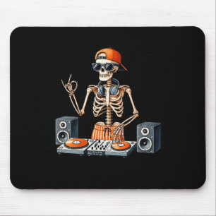 Skelet Dj Halloween Kostuum Draaitafel Muziek Grap Muismat