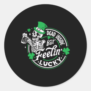 Skelet dood van binnen, maar geluksgevoel retro St Ronde Sticker
