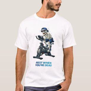 Skelet Draaiende Fiets Grappig Fitness Ontwerp T-shirt