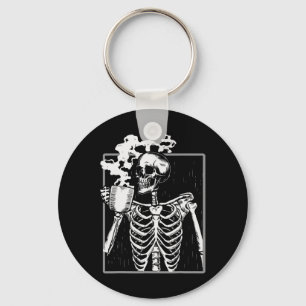 Skelet Drink Coffee Fun Skull Mannen Vrouwen Hallo Sleutelhanger