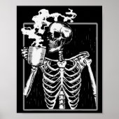 Skelet Drink Coffee Funny Skull Mannen Vrouwen Hal Poster (Voorkant)
