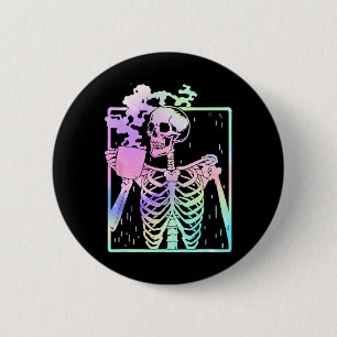 Skelet Drink Koffie Vrouwen Mannen Halloween Costu Ronde Button 5,7 Cm