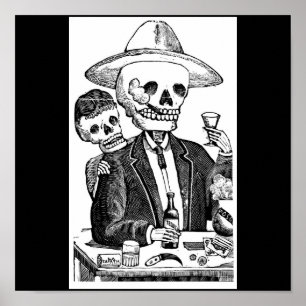 Skelet Drink Tequila en roken Poster
