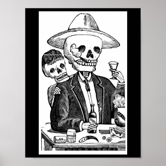 Skelet Drink Tequila en roken Poster (Voorkant)