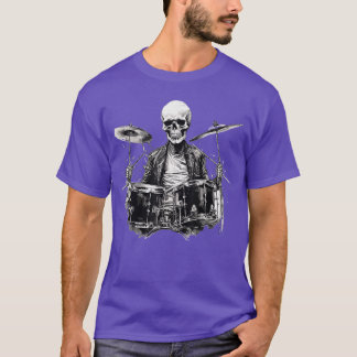 Skelet Drummer Guy Rock And Roll Rock On Drumstel T-shirt