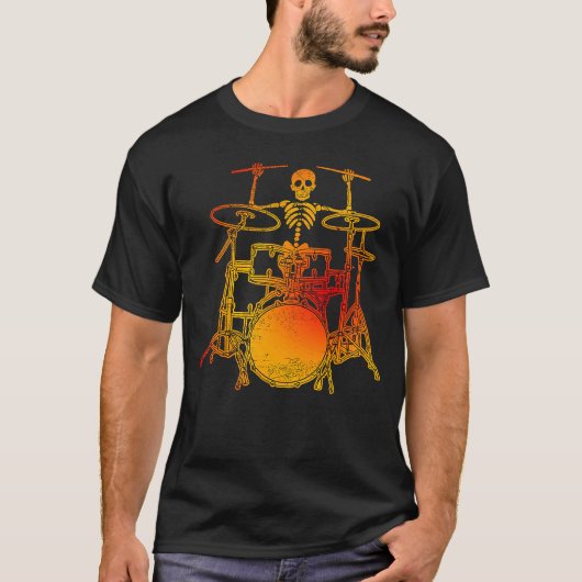Skelet drummer rots en roltrommer 2 t-shirt (Voorkant)