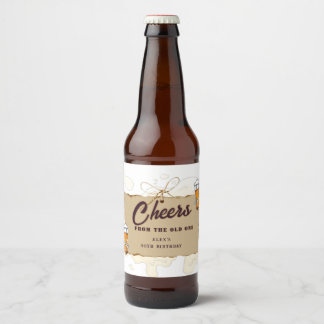 Skelet Een Koude voor de Oude Eén Bier Verjaardag Etiket