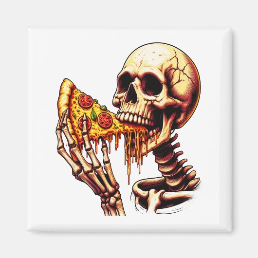 Skelet eet pizza magneet (Voorkant)