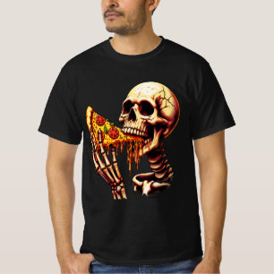 Skelet eet pizza t-shirt