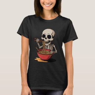 Skelet eet Ramen Noedels Grappige Halloween Peuter T-shirt