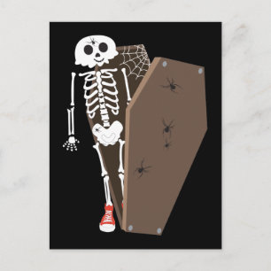 Skelet- en Coffin Halloween-ontwerp Briefkaart