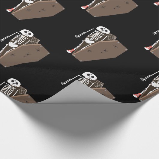 Skelet- en Coffin Halloween-ontwerp Cadeaupapier (Hoek)