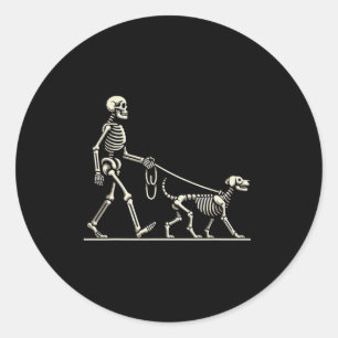 Skelet En Hond Lazy Halloween Kostuum Grappige Sku Ronde Sticker
