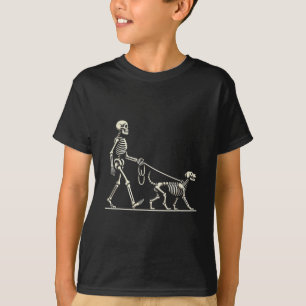 Skelet En Hond Lazy Halloween Kostuum Grappige Sku T-shirt