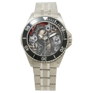 Skelet en Pistolen Horloge
