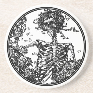 Skelet en Rozen Beverage Coaster Zandsteen Onderzetter