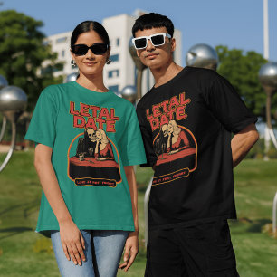 Skelet en vrouw illustratie: unieke Halloween T-shirt
