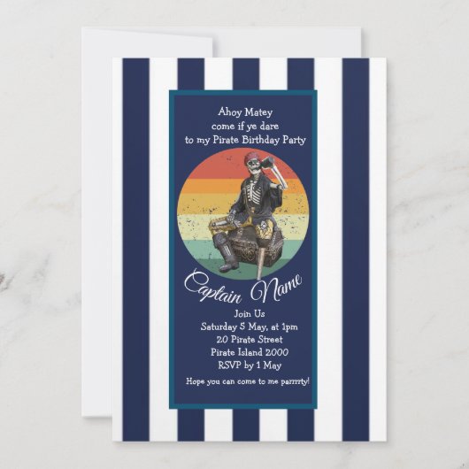 Skelet Episch Piraatfeest Kaart (Voorkant)