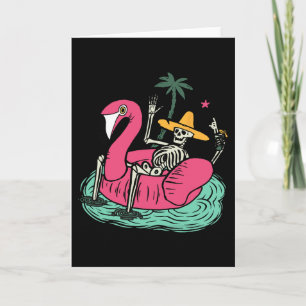 Skelet Flamingo Drijvende Vakantie Strand Drank Re Kaart