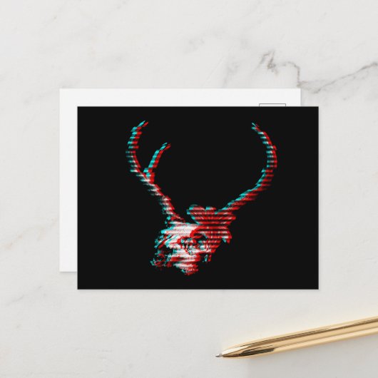 Skelet Glitch Briefkaart (Voorkant / Achterkant in situ)