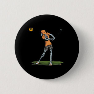 Skelet Golf Grappig Halloween Golf Sporten Golfer Ronde Button 5,7 Cm