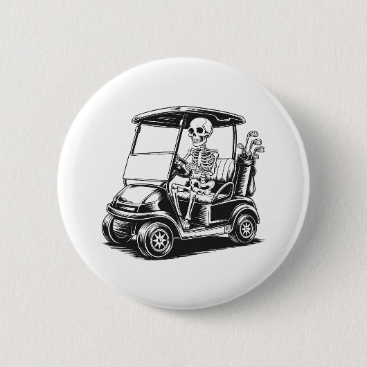 Skelet Golfer Skull Spelen Golf Ronde Button 5,7 Cm (Voorkant)