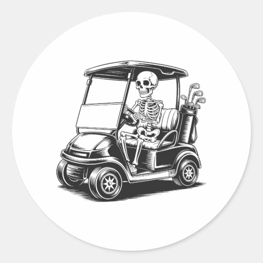 Skelet Golfer Skull Spelen Golf Ronde Sticker (Voorkant)