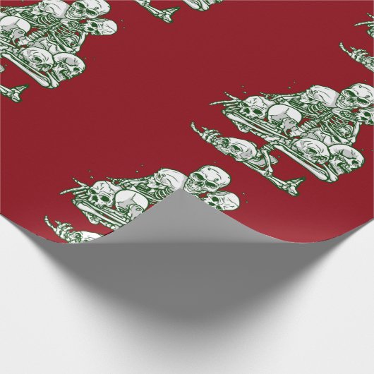skelet gothic skull lelijke kerstboomskelet cadeaupapier (Hoek)