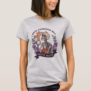 Skelet Grappige offerte koffie liefhebber Hallowee T-shirt