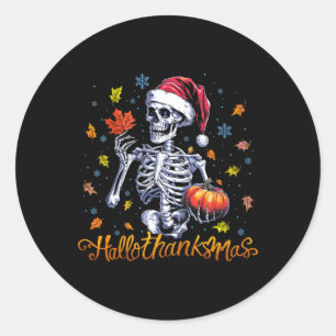 Skelet Halloween Mery Christmas Happy Hallobedankj Ronde Sticker