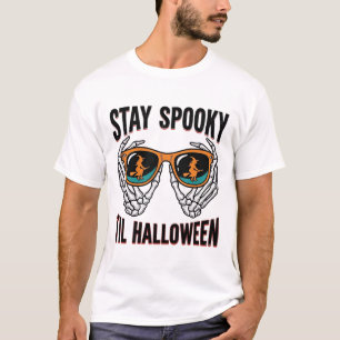 Skelet Halloween T-shirt met Heksen Zonnebril Vint
