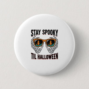 Skelet Halloween T-shirt met Heksen Zonnebril Vint Ronde Button 5,7 Cm